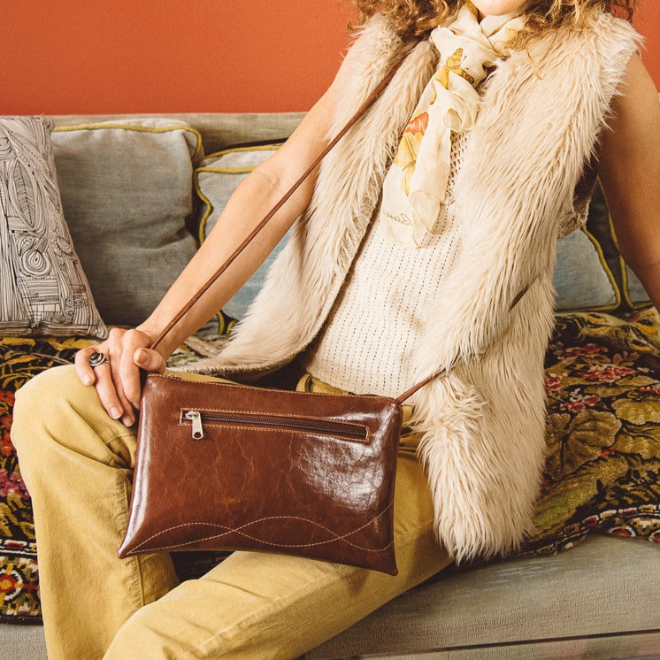 red medium crossbody bag vegan leather