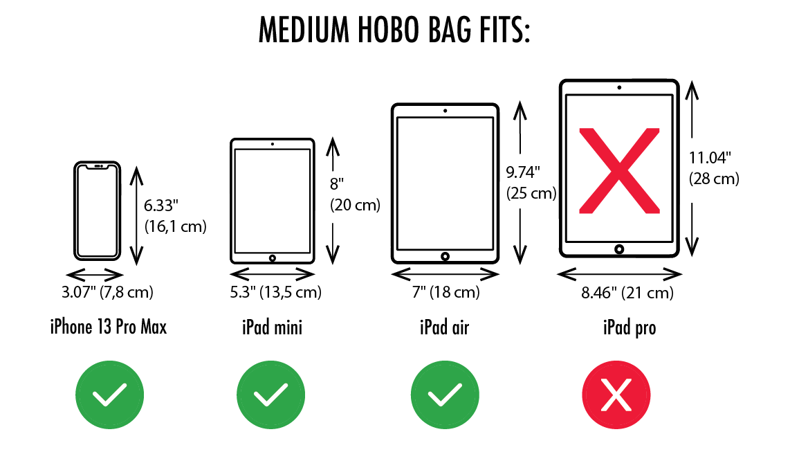 Medium Hobo bag fits the iPad Air