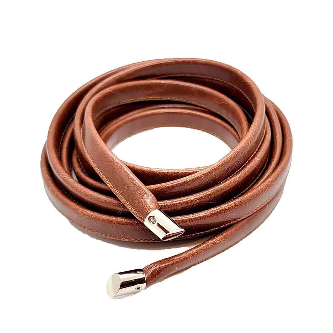 Skinny Wrap Belt- Vegan Leather made in the USA#color_ale-brown