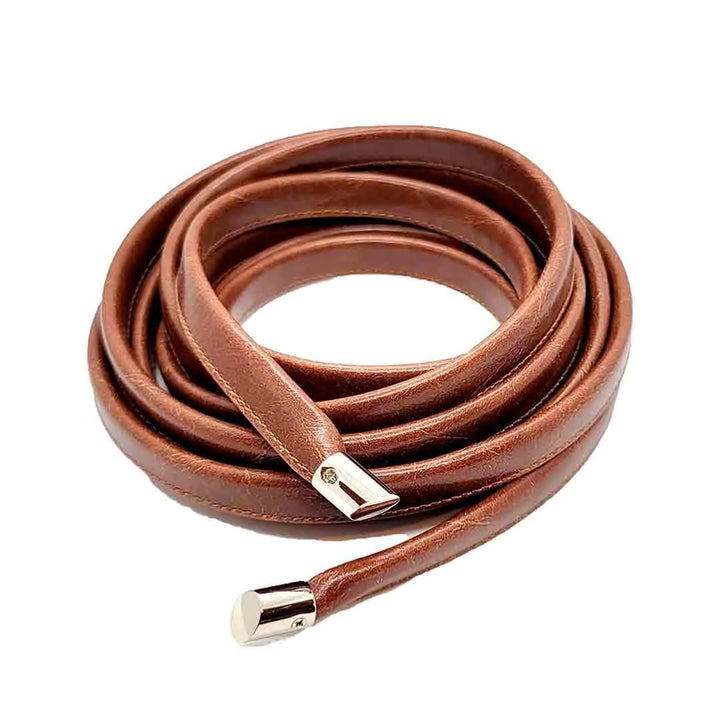 Skinny Wrap Belt- Vegan Leather made in the USA#color_ale-brown