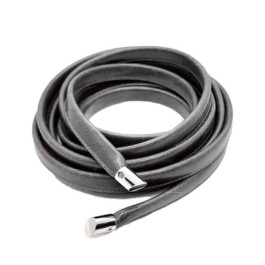 Skinny Wrap Belt- Vegan Leather made in the USA#color_grey