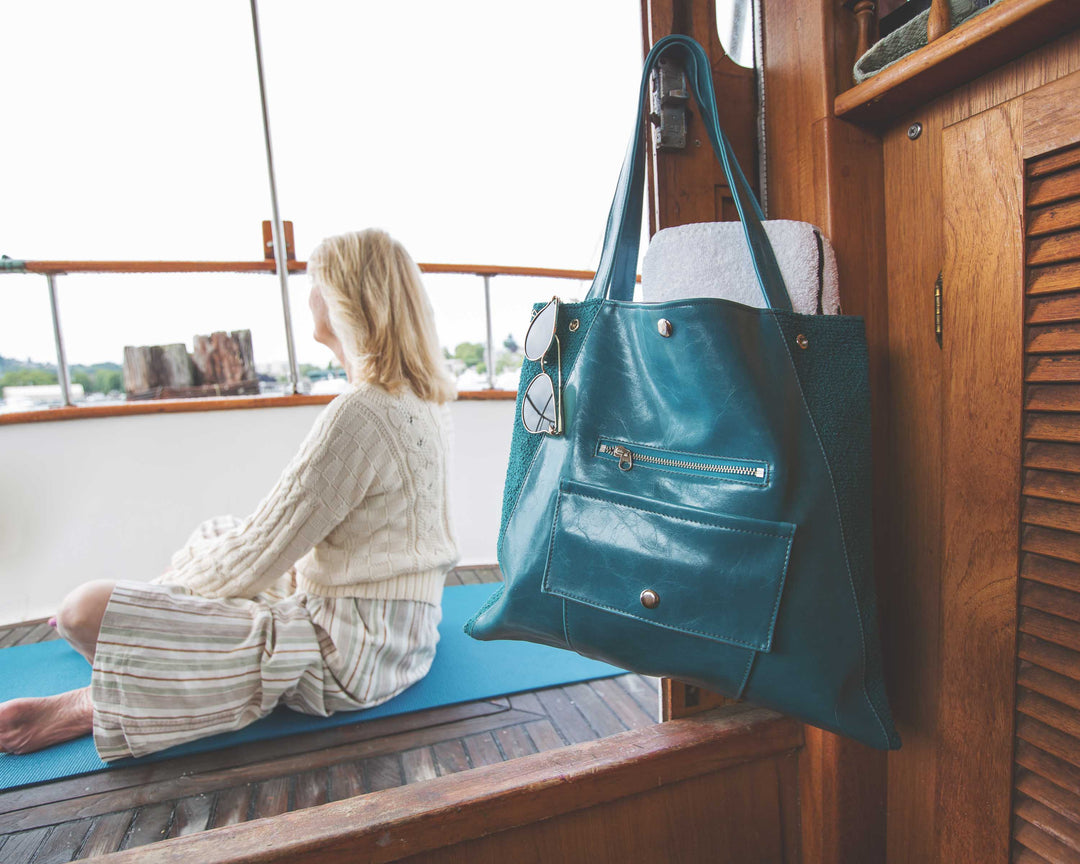 Womens Tote Bag - Metier Tote - Teal Boucle