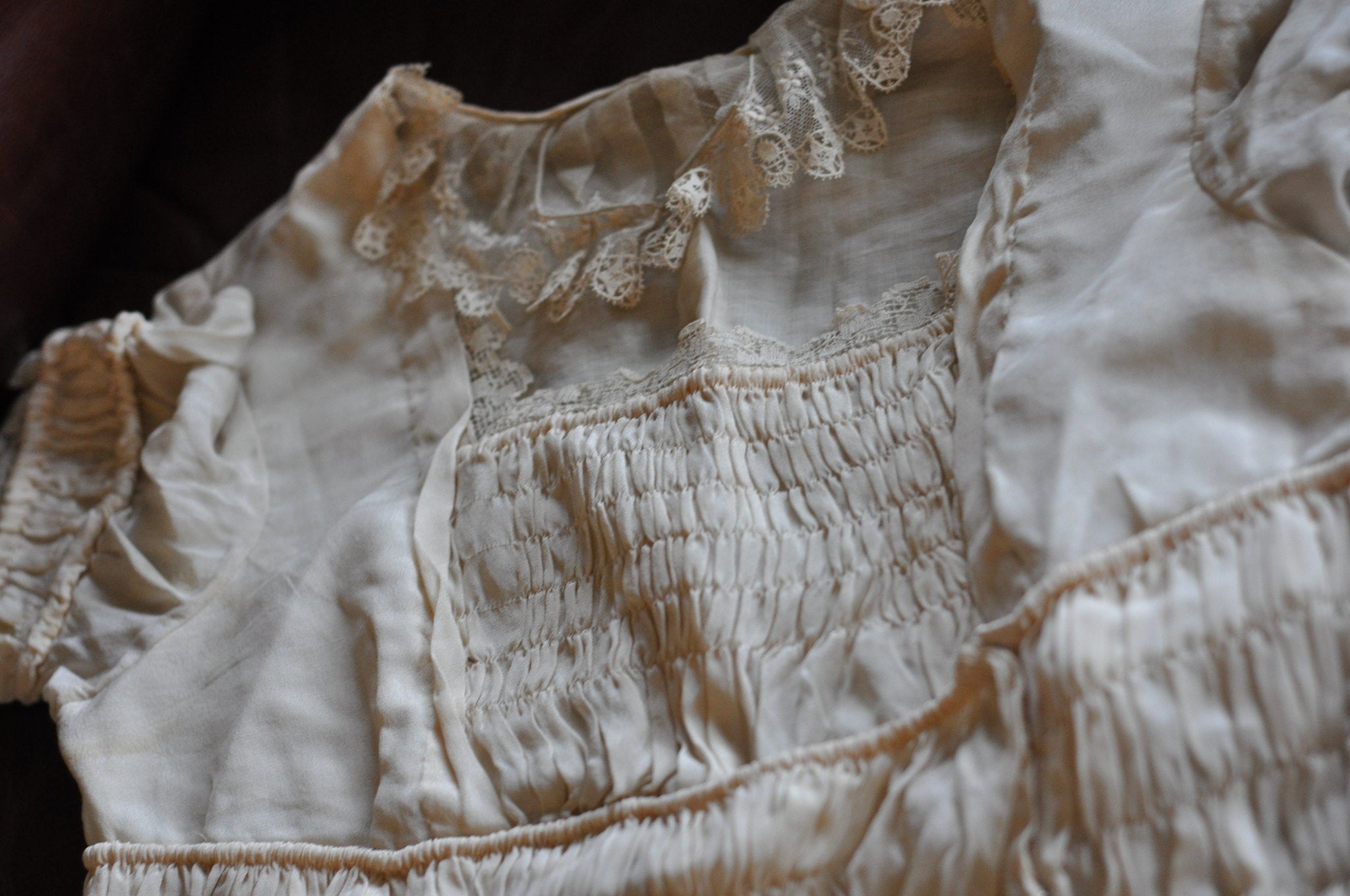 repurposing a vintage wedding dress into silk flower pins