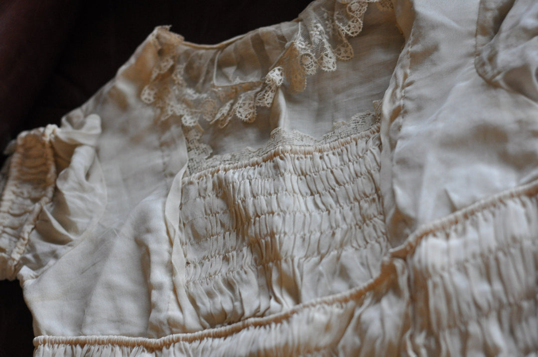 repurposing a vintage wedding dress into silk flower pins
