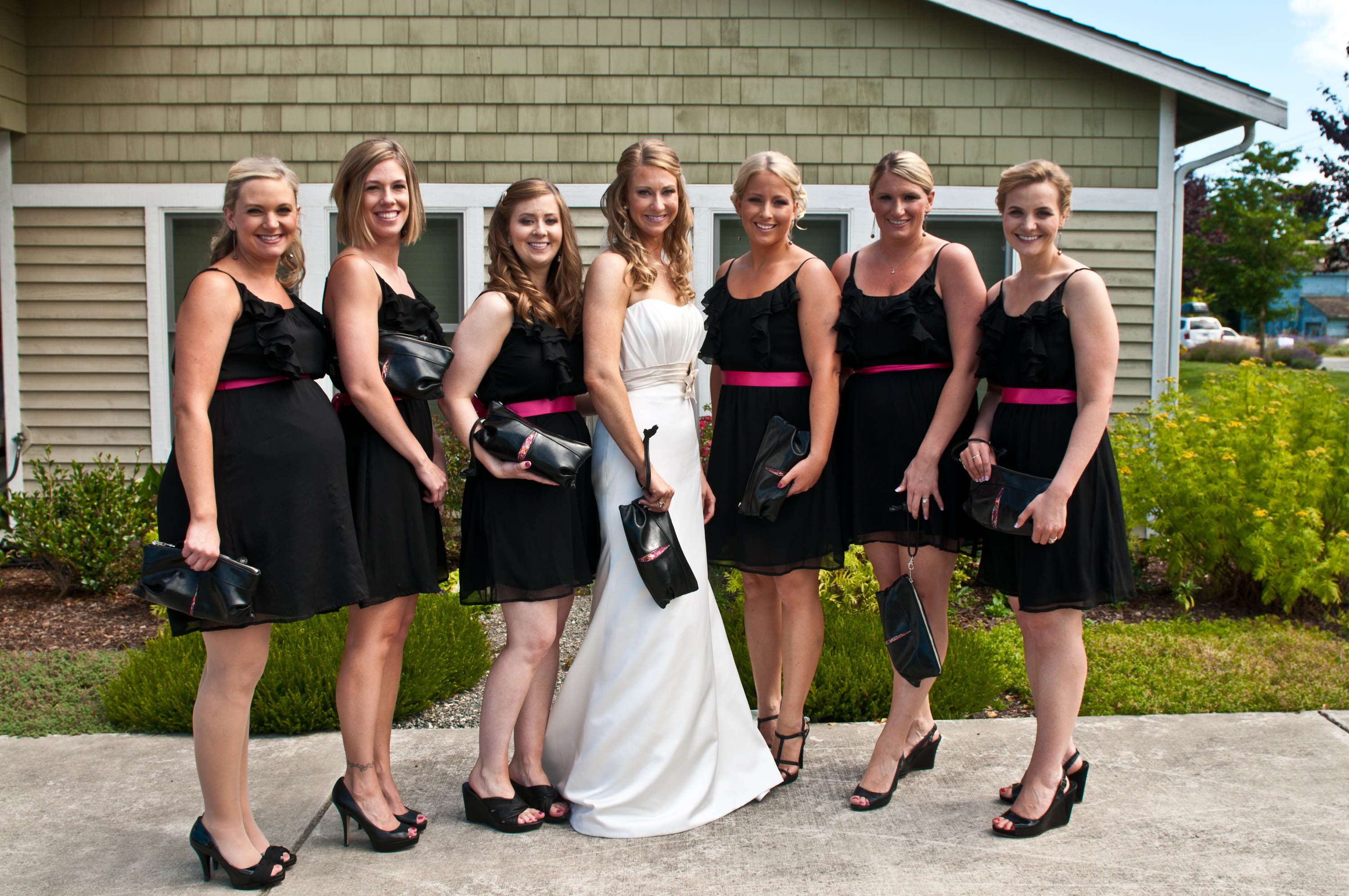 custom wedding clutches for a Seattle bride and her bridesmaid clutches
