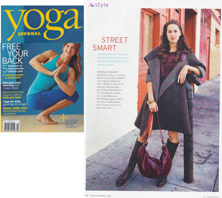 my burgundy large hobo featured in Yoga Journal