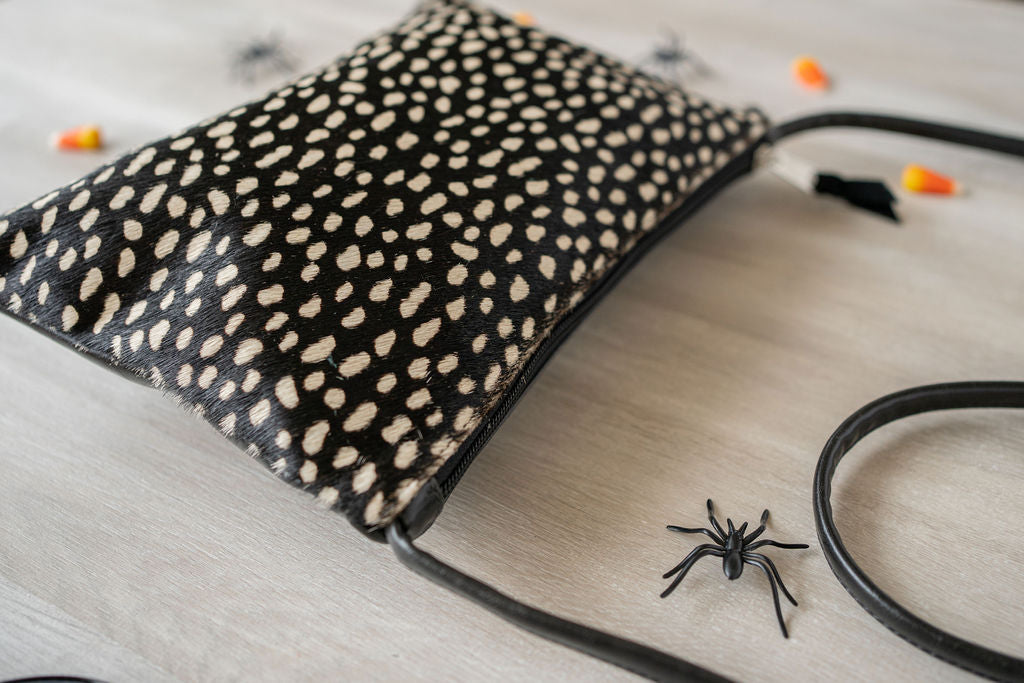 cowhide ponyhair black purse