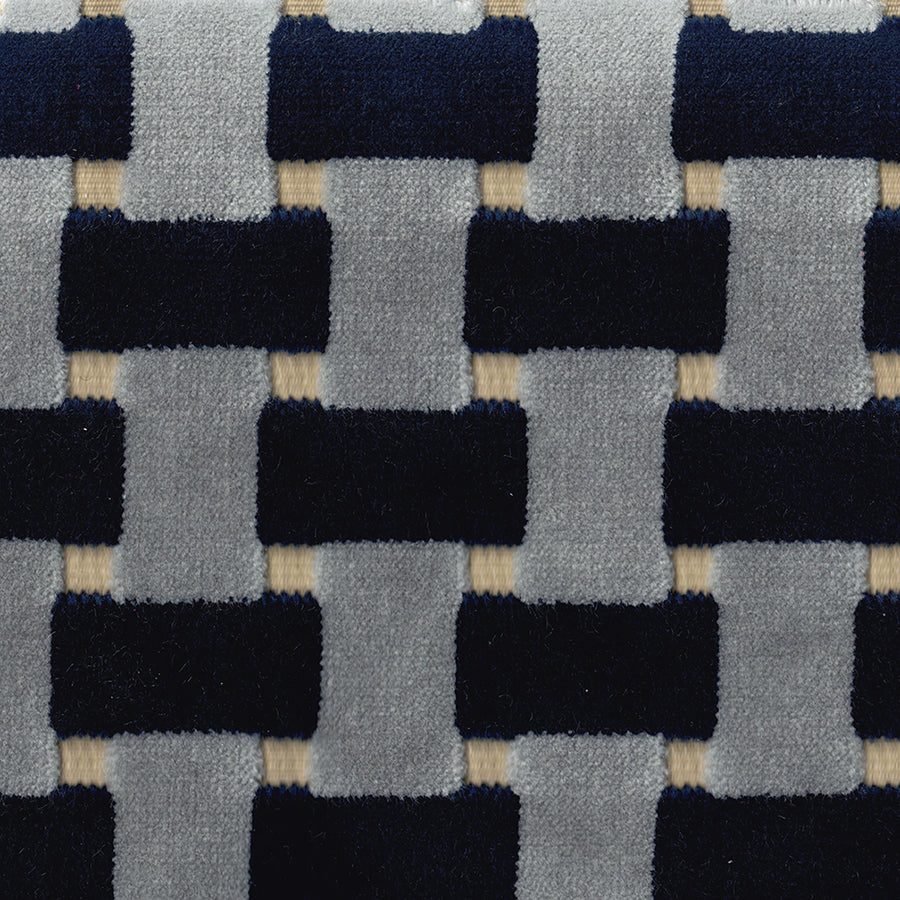 Basketweave Velvet Grey and Blue