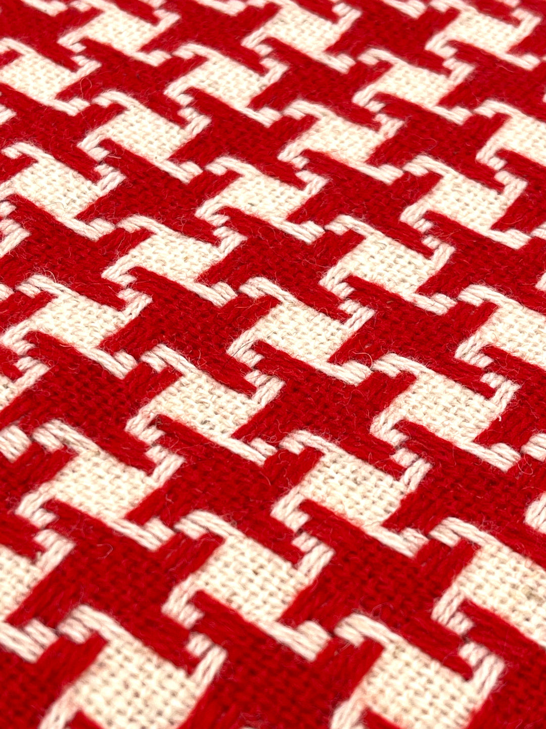 red and white oversized houndstooth fabric