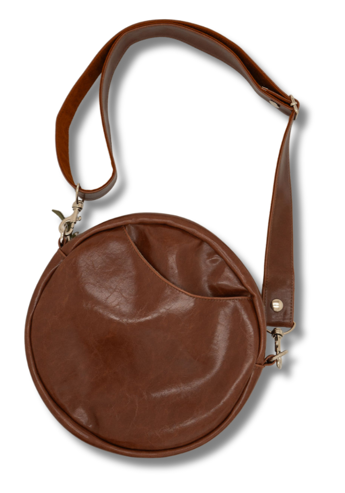 Vintage Boeing Fabric Circle Crossbody Bag - Citrine and Ale Brown