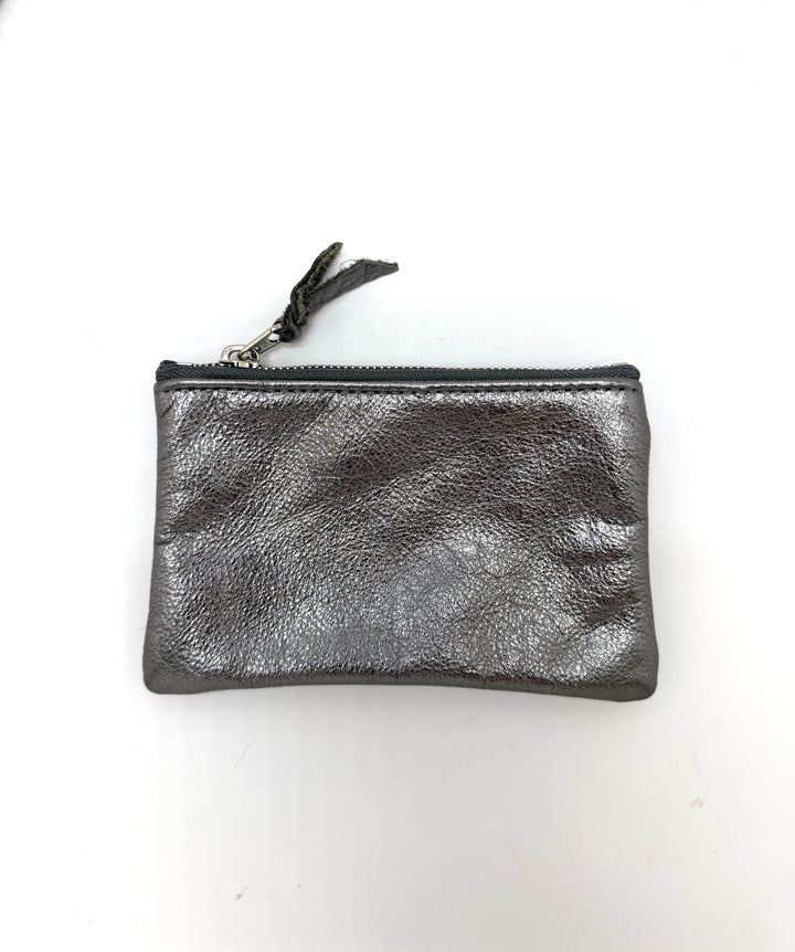silver leather pouch with a zipper on a white background#color_pewter-leather