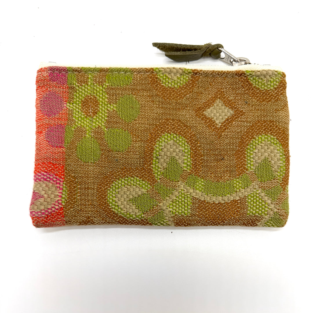 Textured pouch with a pattern on a white background