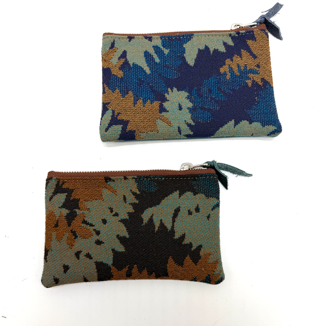 Two camouflage-patterned pouches on a white background#color_blue-ferns