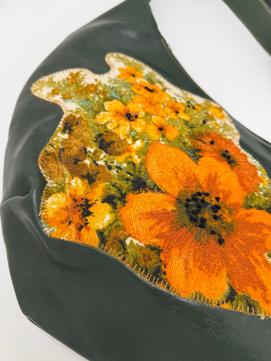 Charleston Large Hobo Bag - Floral Applique One of A Kind