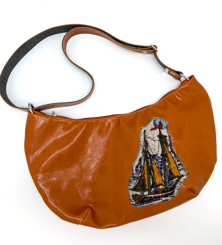 Charleston Large Hobo Bag - Sailboat Applique One of A Kind