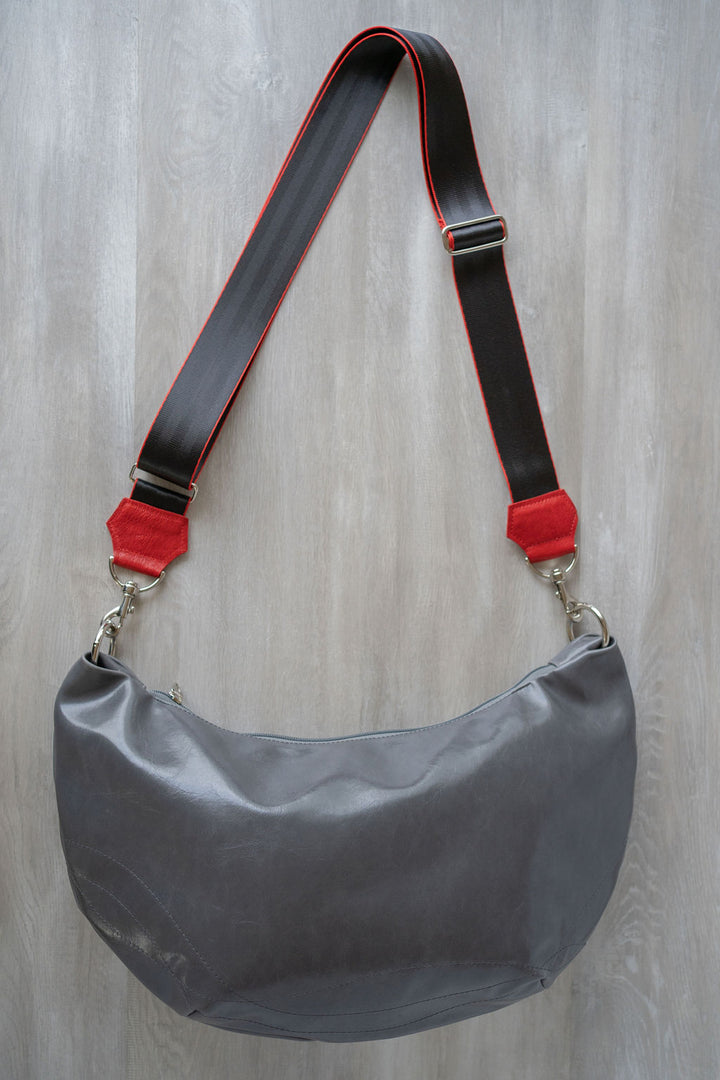 Foxtrot Medium Topstitch Hobo Bag - Grey