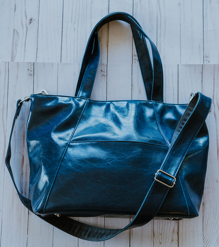 Troubadour Tote - Navy Glaze Coated Canvas