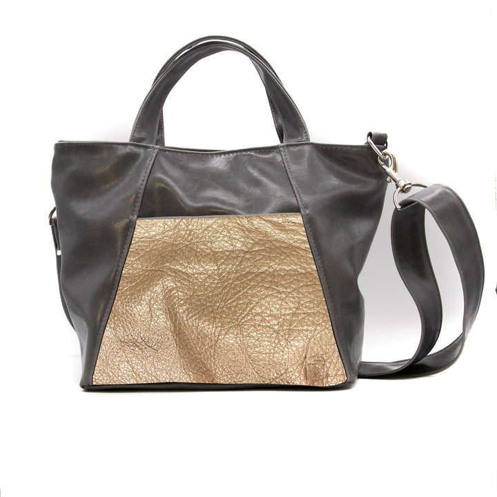 Mini Troubadour Tote - Grey with Rose Gold Leather
