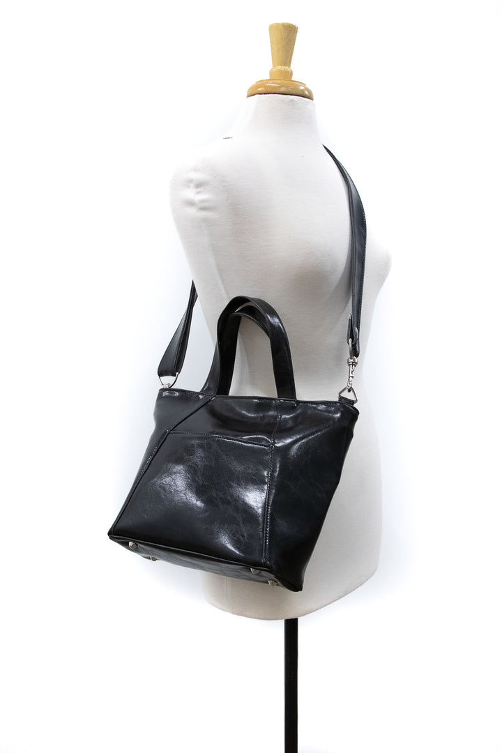 Mini Troubadour Tote - Black with Velvet Dots