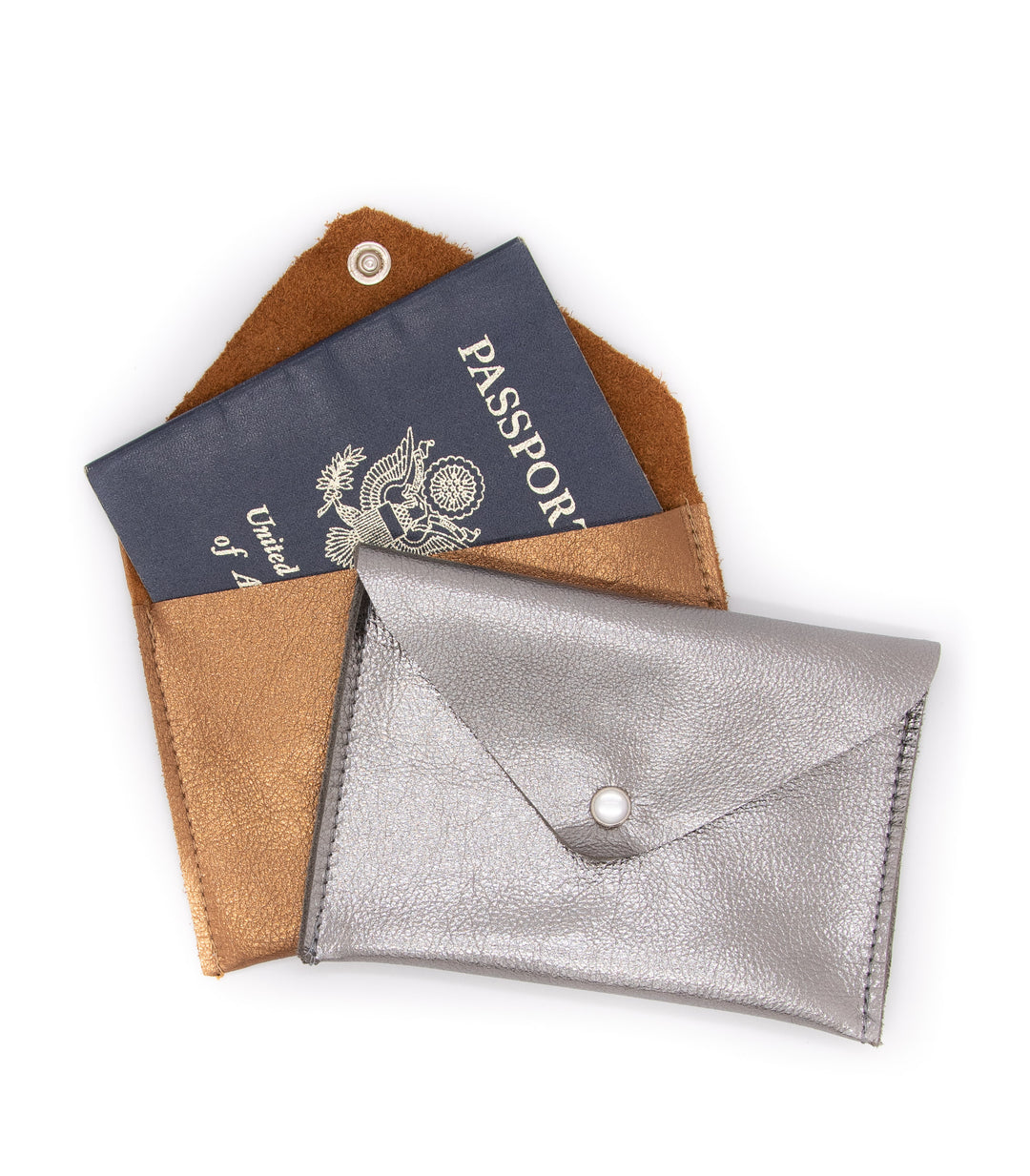 Passport Case Wallet from Leather made in USA#color_pewter