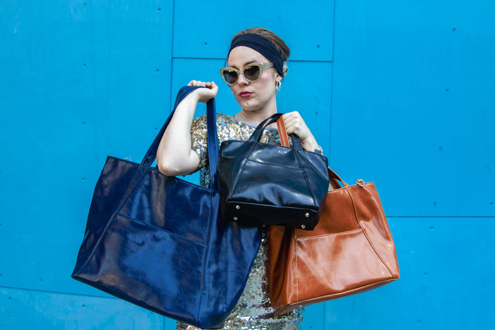 Troubadour Laptop Tote - Navy Vegan Leather #color_black