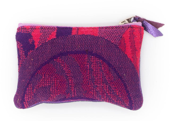 Vintage Boeing Fabric and Leather Small Valet Zipper Pouch - Pink & Purple - One of a Kind!