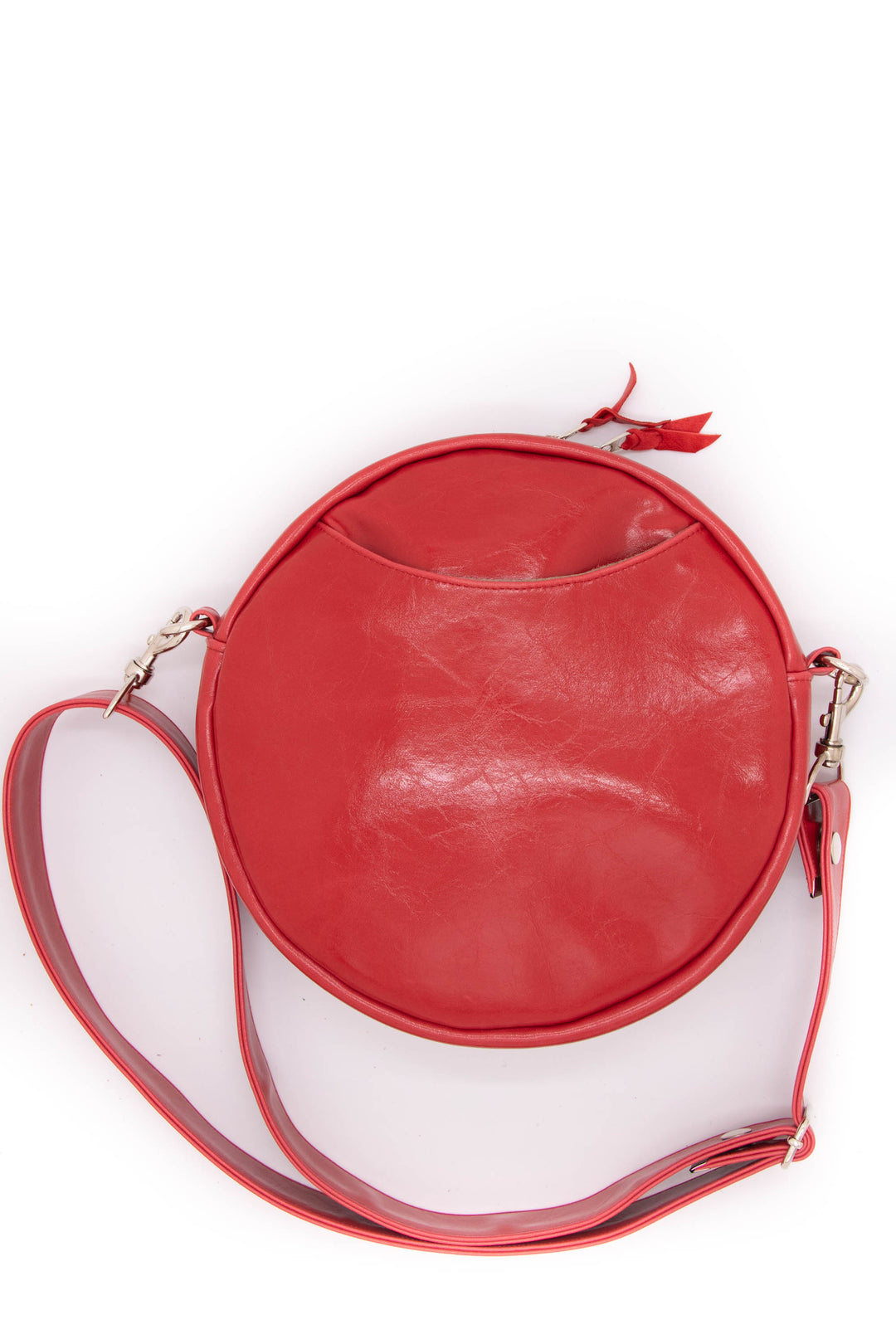 Vintage Fabric Circle Crossbody Bag - Red Tweed