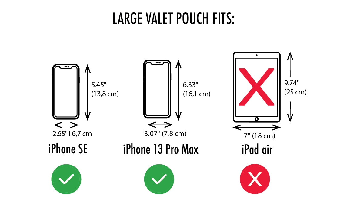 Large Valet Pouch fits a large iPhone