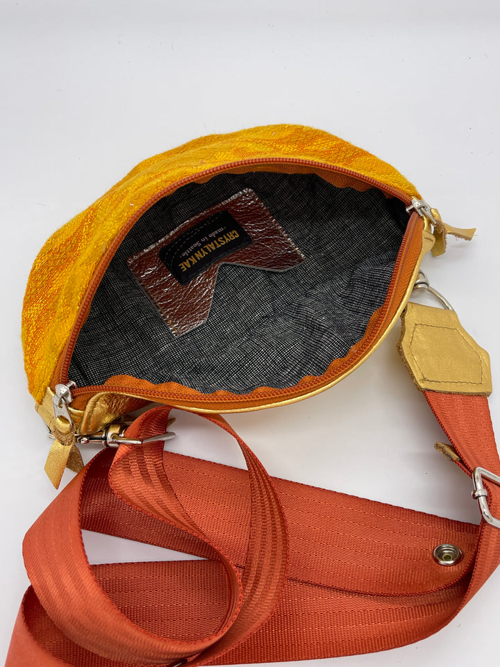 Vintage Boeing Fabric and Leather Fanny "Franny" Pack - Egyptian Airlines 1972 - Sun Gold