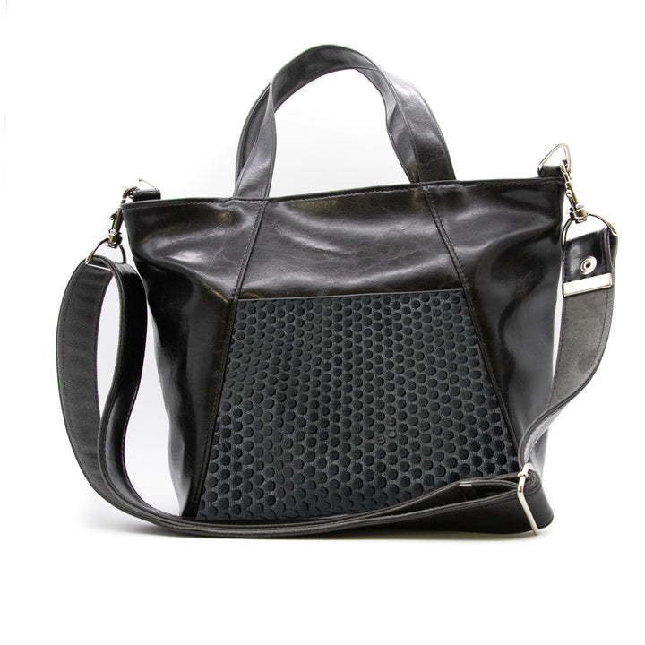 Mini Troubadour Tote - Black with Velvet Dots