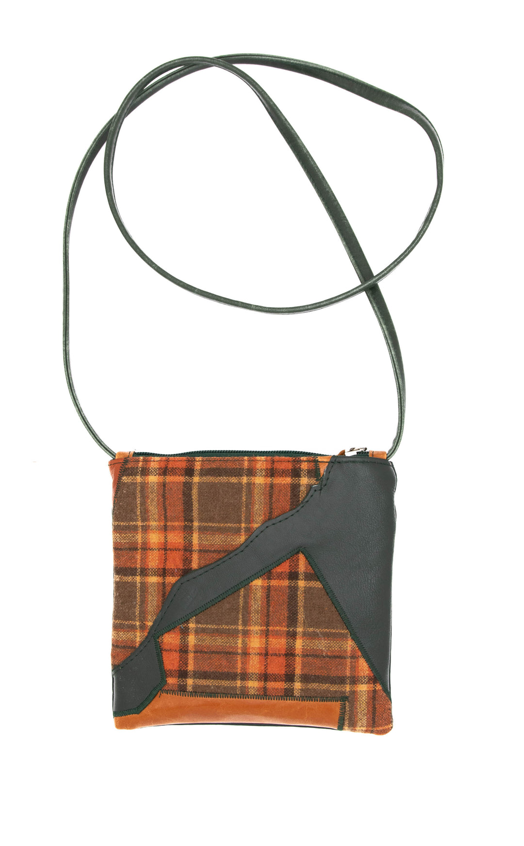 Cha Cha Small Crossbody Bag - Plaid and Green Patchwork 1 - One of a Kind