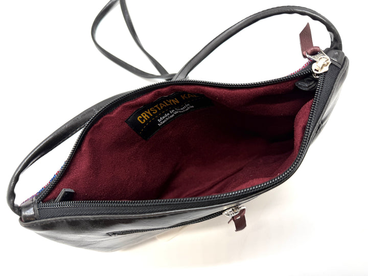Open handbag with wine suede lining, on a white background#color_hexagon-cool