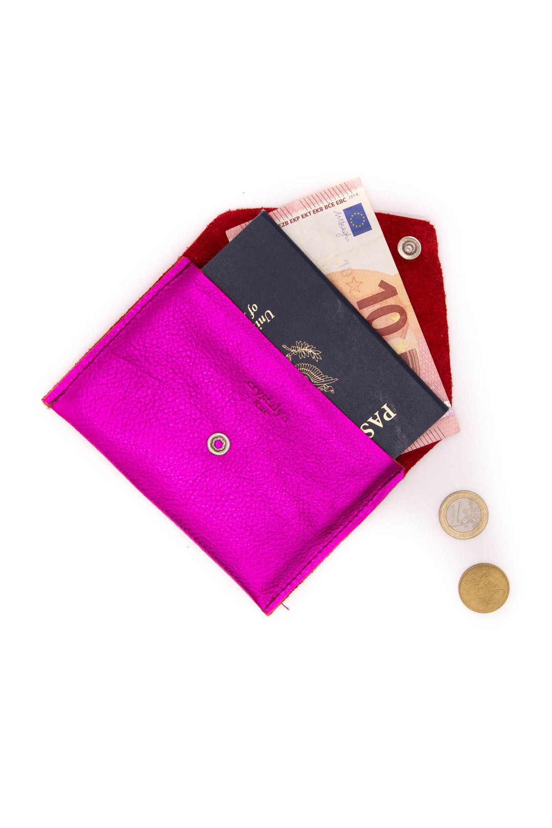 Passport Case Wallet from Leather made in USA#color_metallic-pink