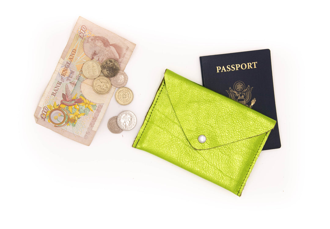 Passport Case Wallet from Leather made in USA#color_metallic-green