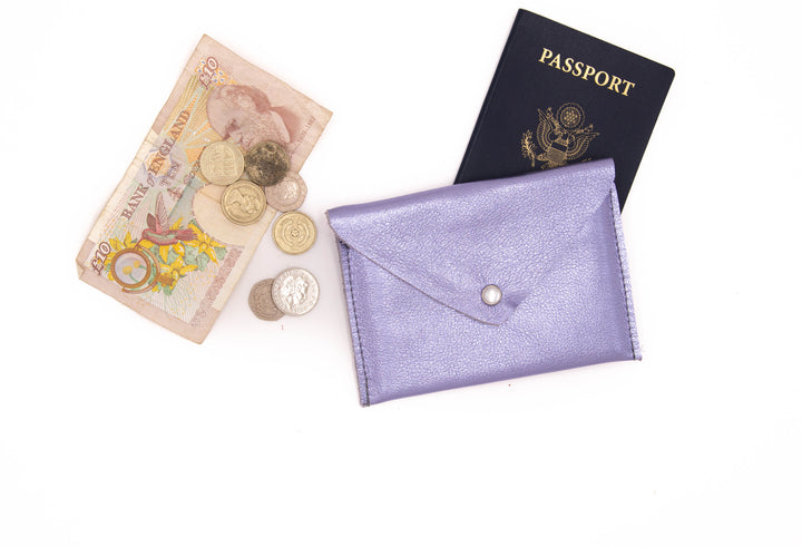 Passport Case Wallet from Leather made in USA#color_metallic-periwinkle