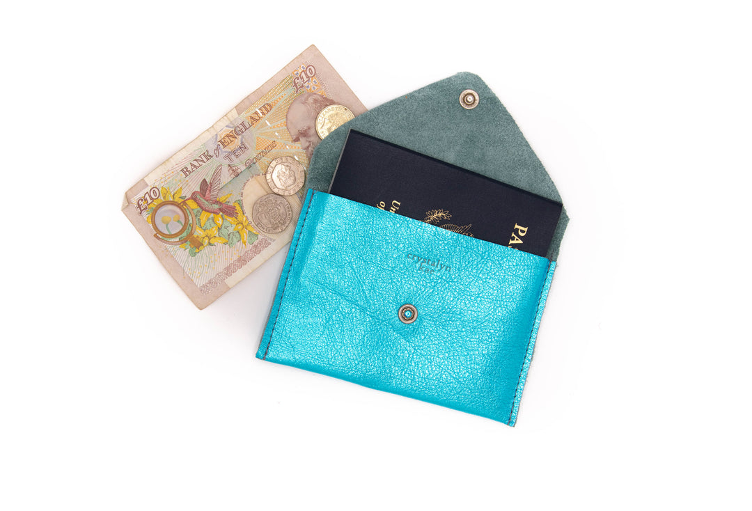 Passport Case Wallet from Leather made in USA#color_metallic-blue