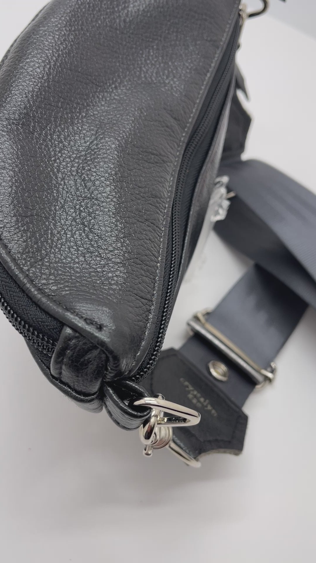 Leather Fanny "Franny" Pack from Leather made in USA#color_metallic-black