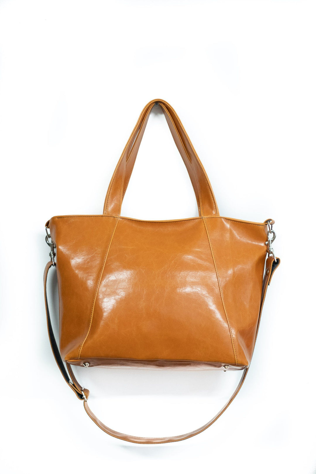 Troubadour Laptop Tote - Navy Vegan Leather #color_butterscotch