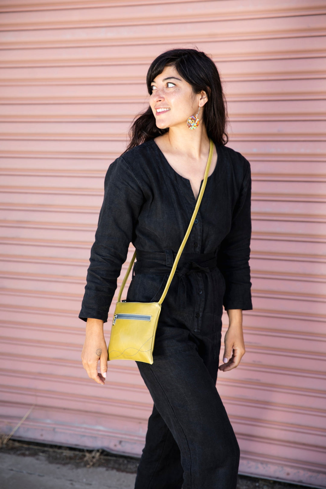 Cha Cha Small Crossbody Bag from Glazed Vegan Leather made in USA#color_citrine