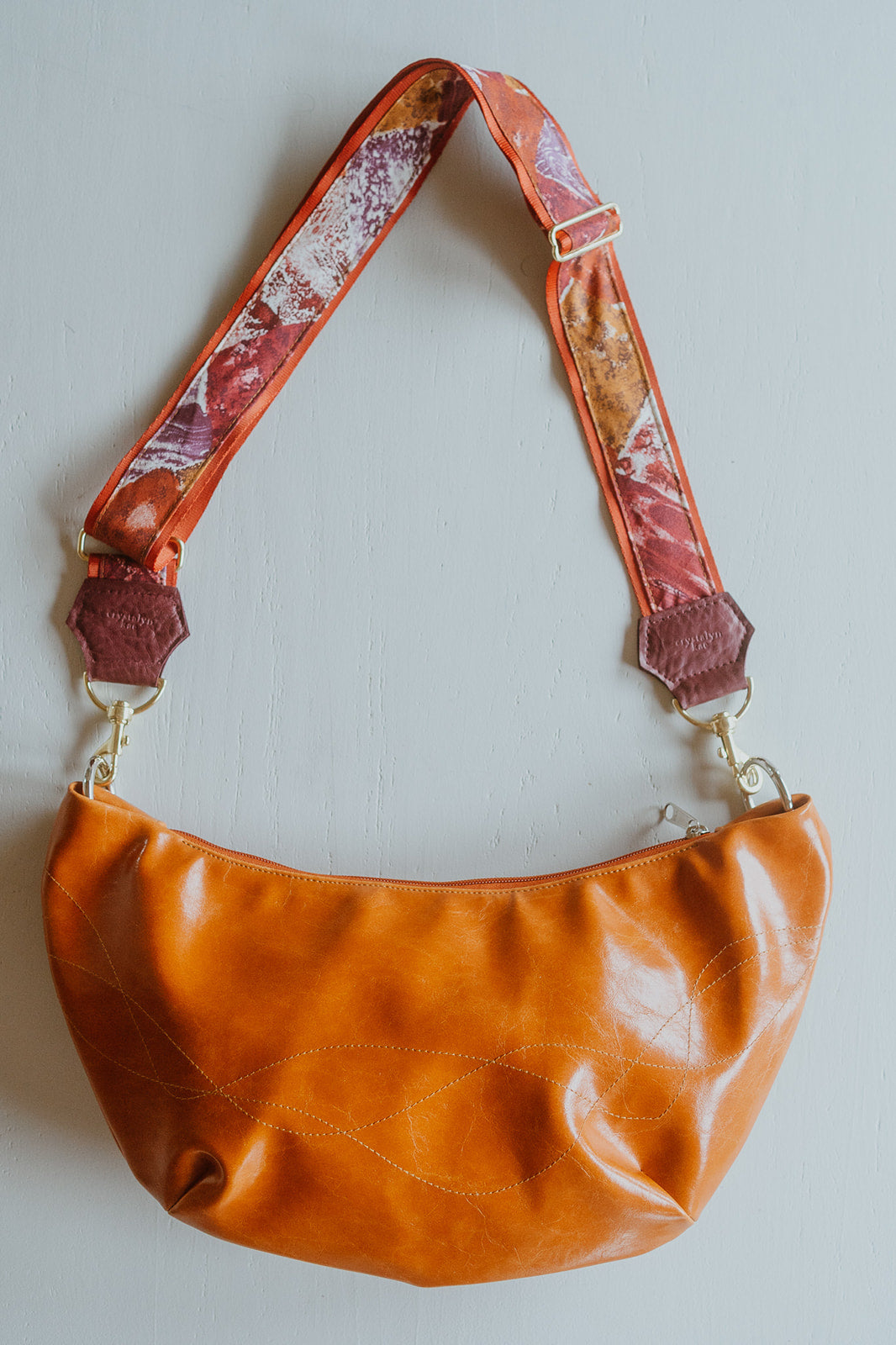 Womens Hobo Purse - Foxtrot Medium Topstitch Hobo Bag - Orange Vegan Leather#color_butterscotch