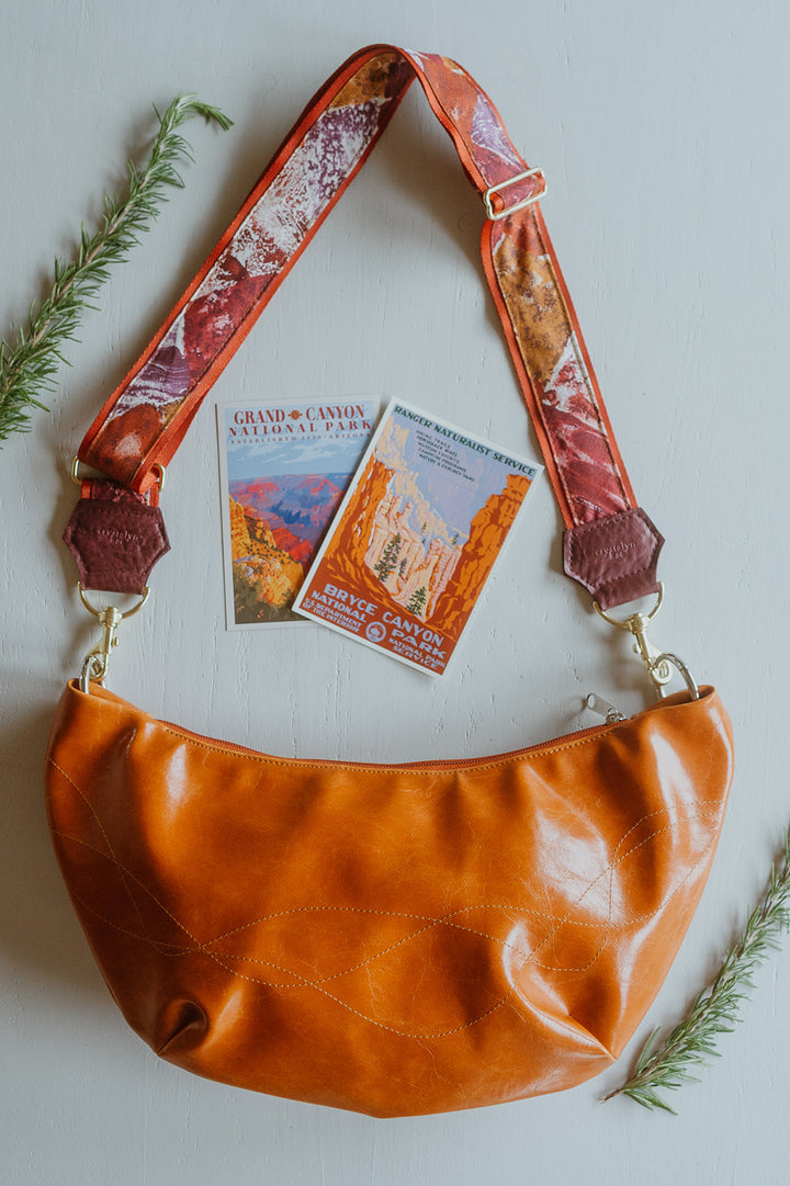 Womens Hobo Purse - Foxtrot Medium Topstitch Hobo Bag - Orange Vegan Leather#color_butterscotch