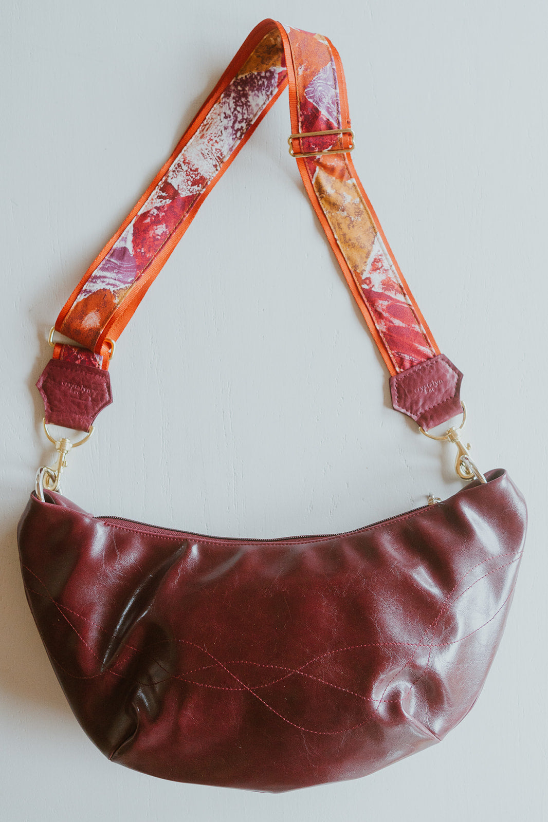 Womens Hobo Purse - Foxtrot Medium Topstitch Hobo Bag - Wine Vegan Leather#color_wine