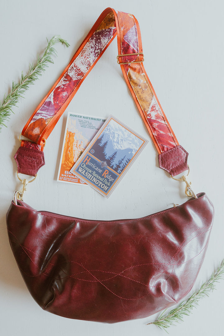 Womens Hobo Purse - Foxtrot Medium Topstitch Hobo Bag - Wine Vegan Leather#color_wine