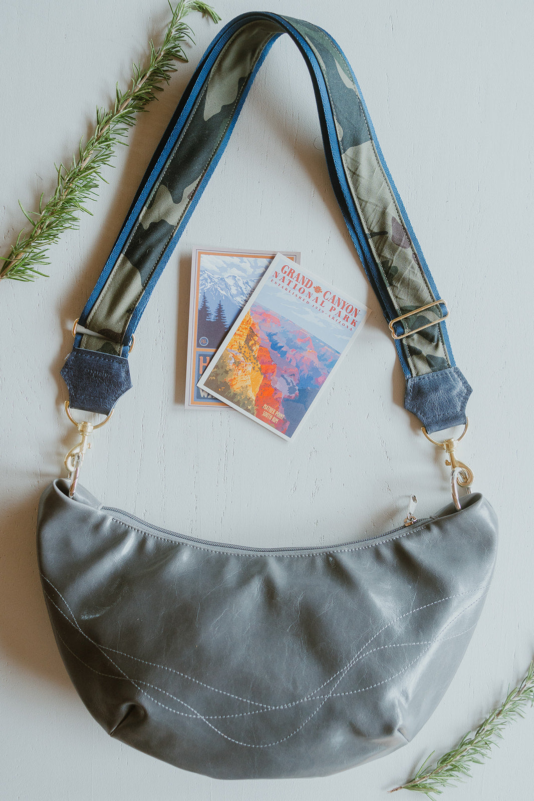 Womens Hobo Purse - Foxtrot Medium Topstitch Hobo Bag - Grey Vegan Leather#color_grey