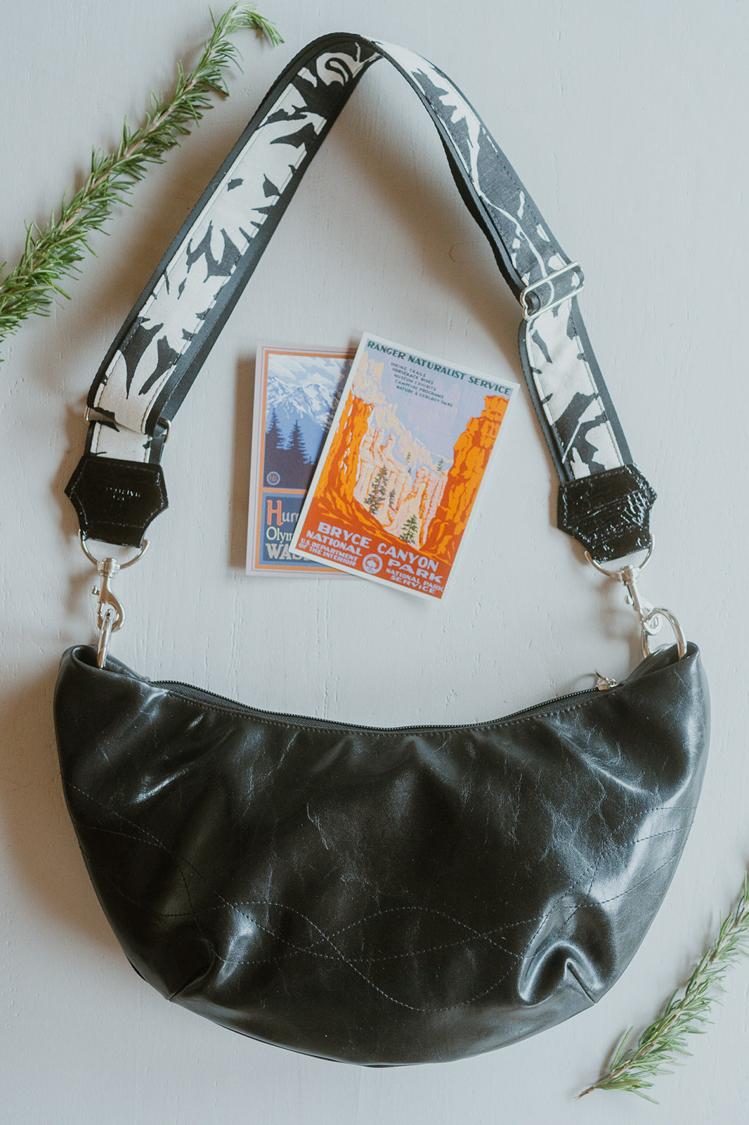 Womens Hobo Purse - Foxtrot Medium Topstitch Hobo Bag - Black Vegan Leather#color_black