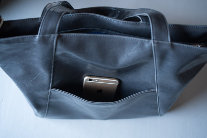 Troubadour Tote - Grey Vegan Leather