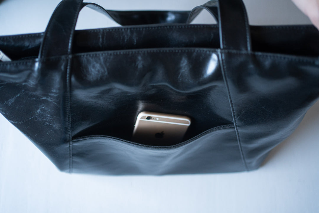 Troubadour Laptop Tote - Navy Vegan Leather #color_black