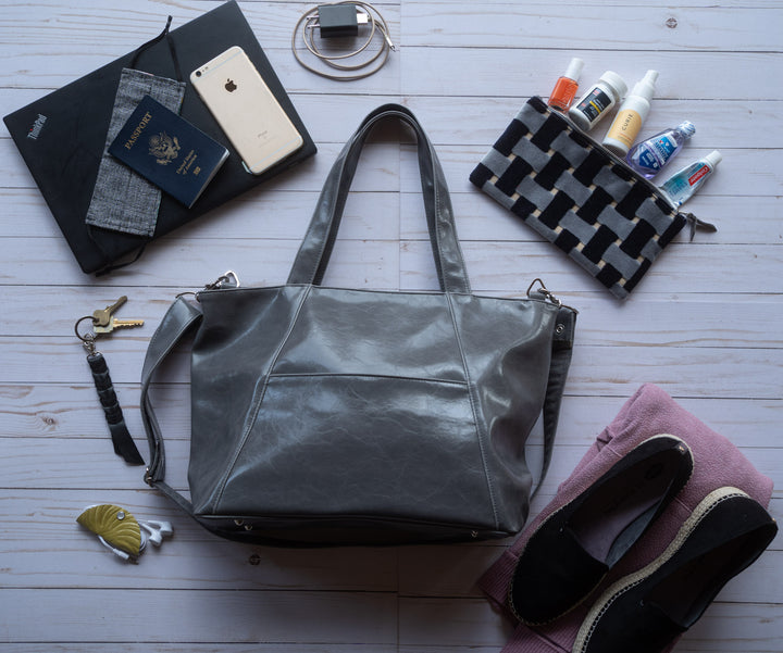 Troubadour Tote - Grey Glaze Coated Canvas