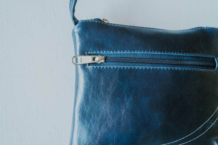 Cha Cha Small Crossbody Bag from Glazed Vegan Leather made in USA#color_navy