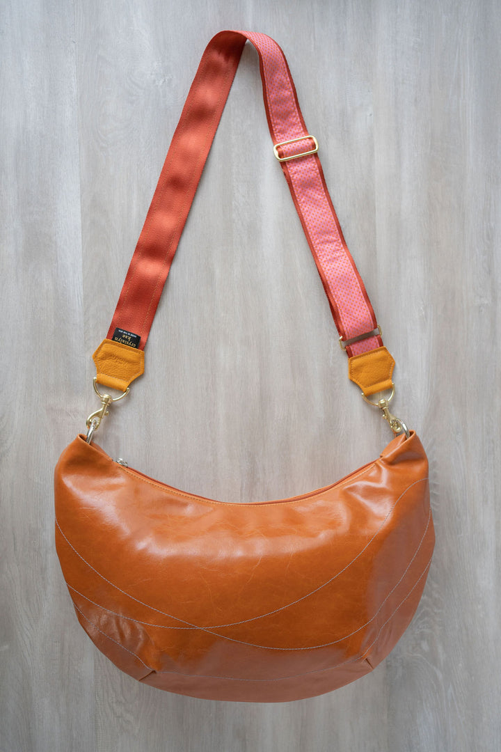 Womens Hobo Purse - Charleston Large Topstitch Hobo - Vegan Leather#color_butterscotch